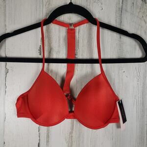 NWT Victoria's Secret Red Shine Strap Full Coverage Push-Up Bikini Top Size 32C